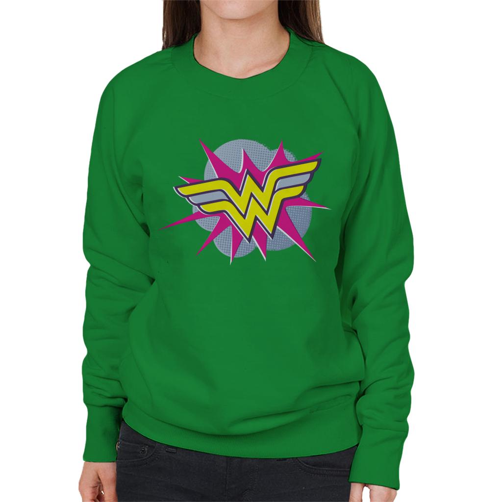 Wonder Woman Pink And Yellow Logo Women's Sweatshirt-ALL + EVERY