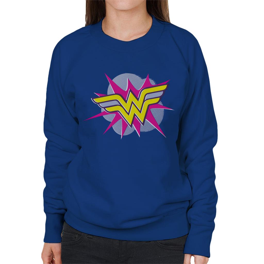 Wonder Woman Pink And Yellow Logo Women's Sweatshirt-ALL + EVERY