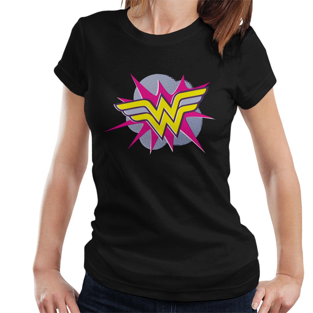 Wonder Woman Pink And Yellow Logo Women's T-Shirt-ALL + EVERY