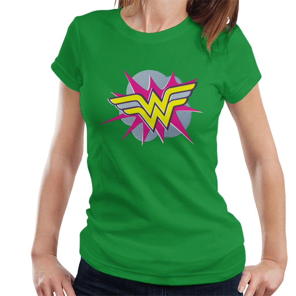 Wonder Woman Pink And Yellow Logo Women's T-Shirt-ALL + EVERY