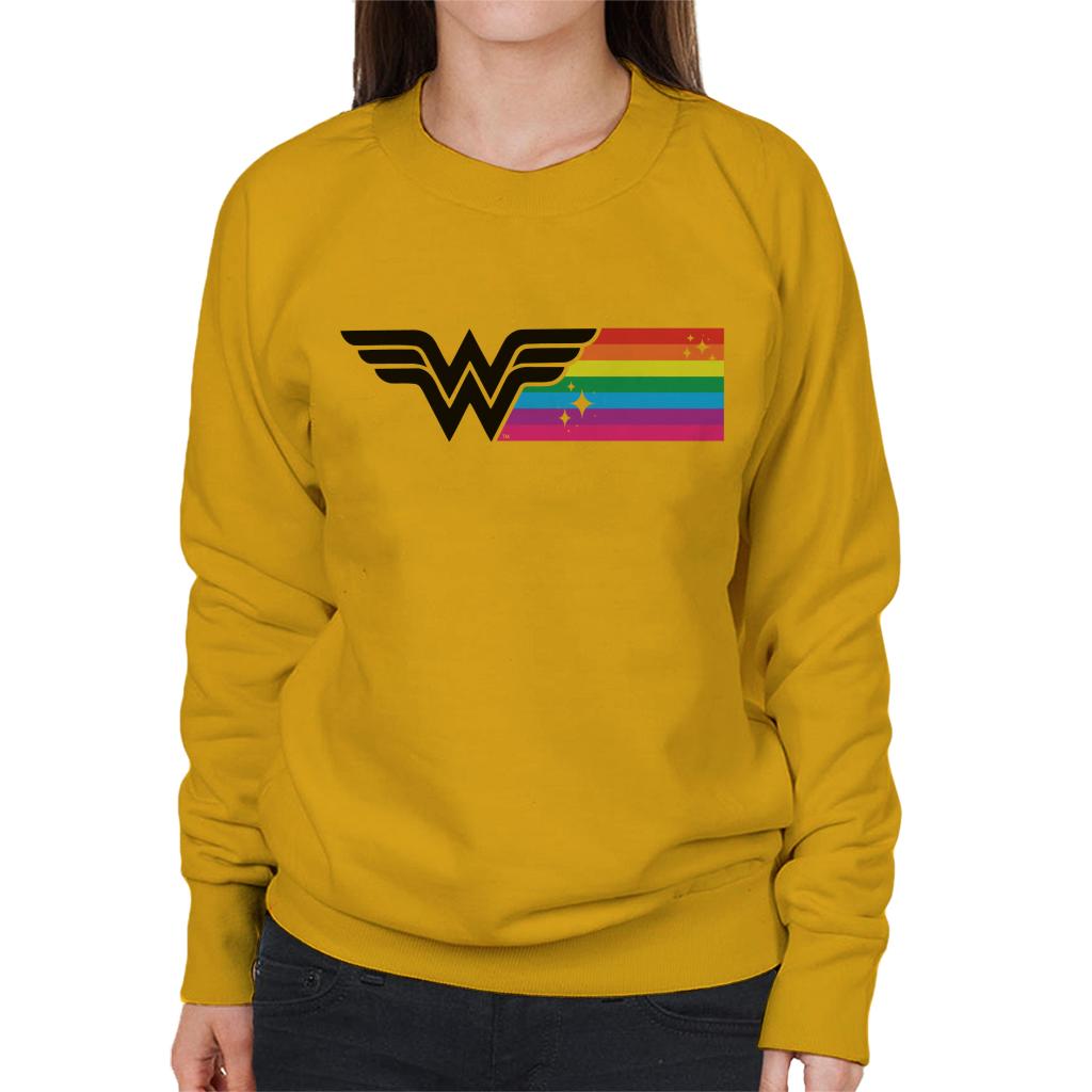 Wonder Woman Black Logo Rainbow Women's Sweatshirt-ALL + EVERY