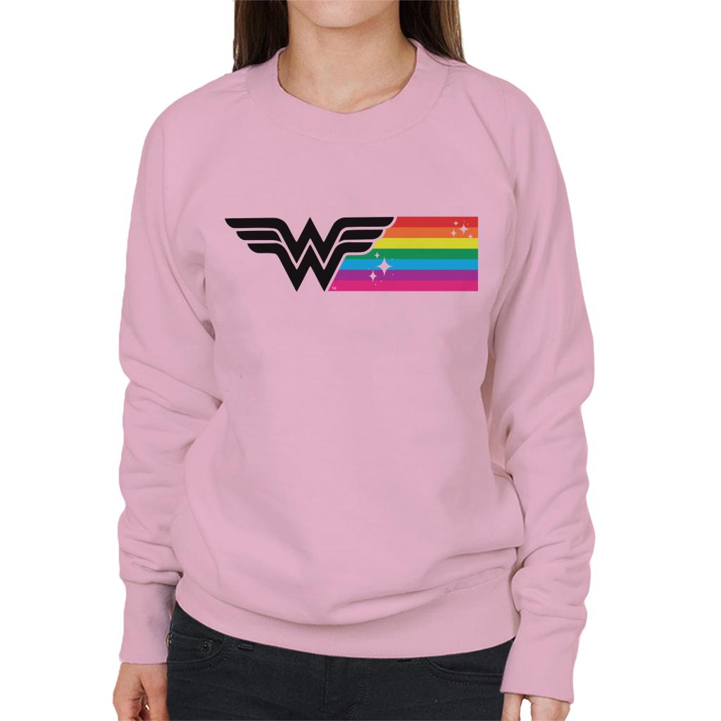 Wonder Woman Black Logo Rainbow Women's Sweatshirt-ALL + EVERY