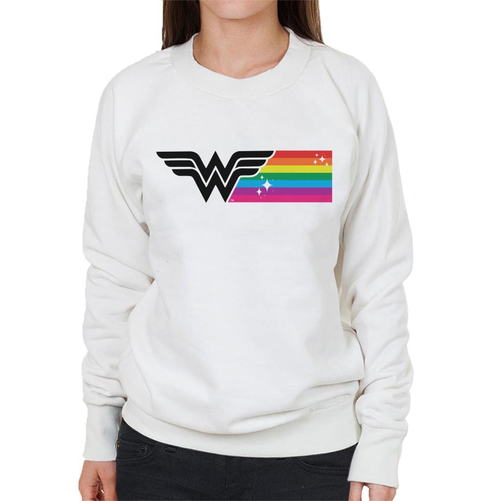 Wonder Woman Black Logo Rainbow Women's Sweatshirt-ALL + EVERY
