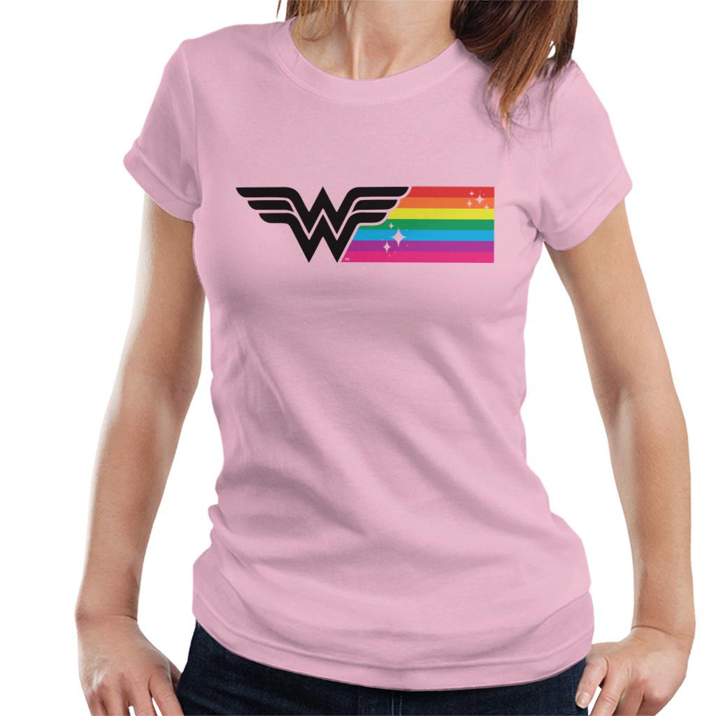 Wonder Woman Black Logo Rainbow Women's T-Shirt-ALL + EVERY