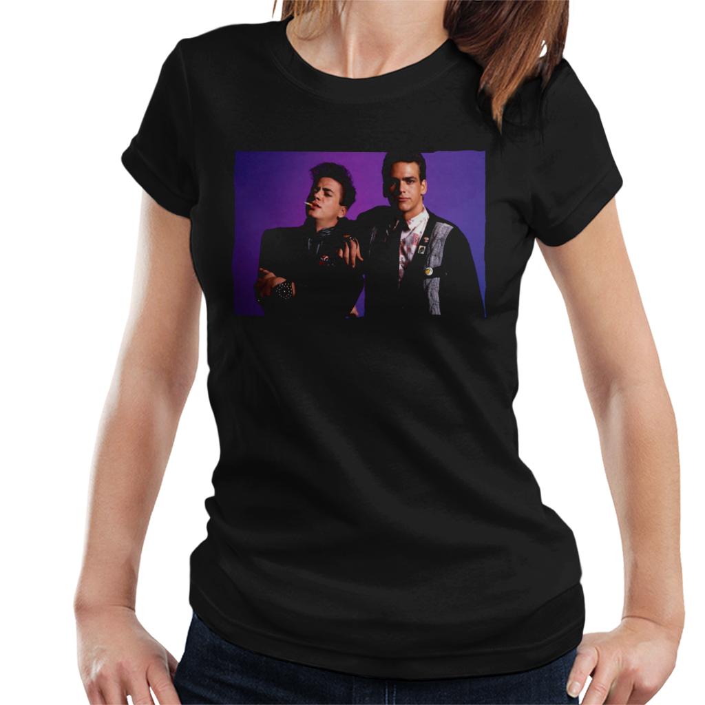 Weird Science Ian And Max Purple Background Women's T-Shirt-ALL + EVERY