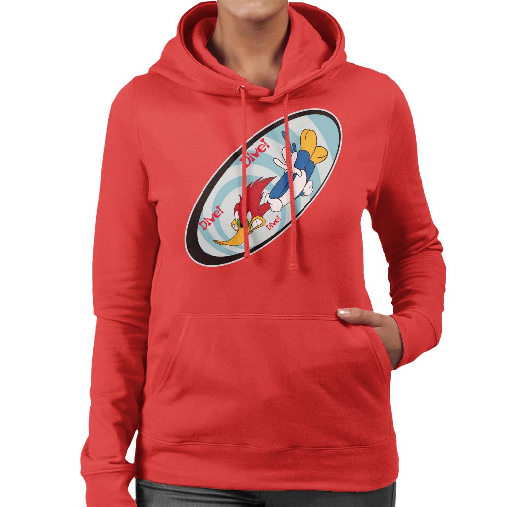 Woody Woodpecker Dive Dive Dive Women's Hooded Sweatshirt-ALL + EVERY