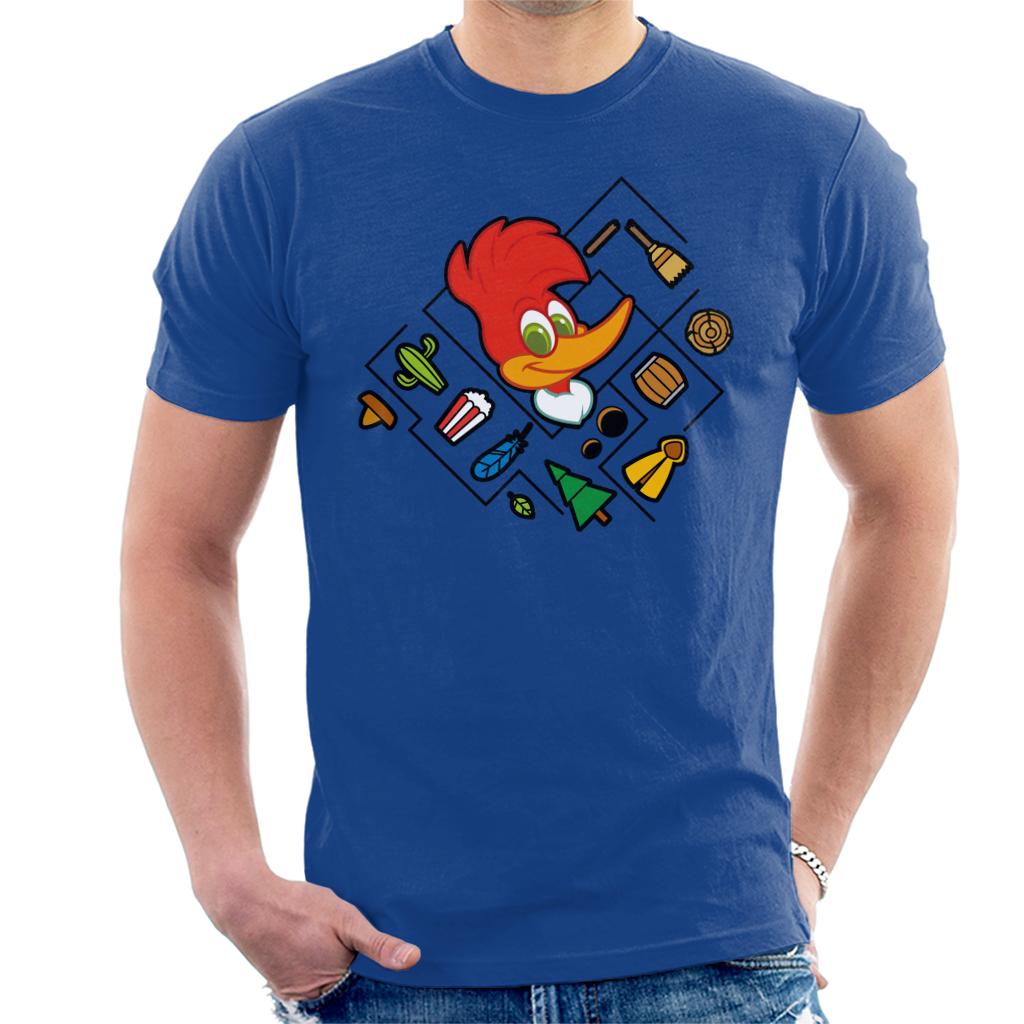 Woody Woodpecker Character Head With Icons Men's T-Shirt-ALL + EVERY