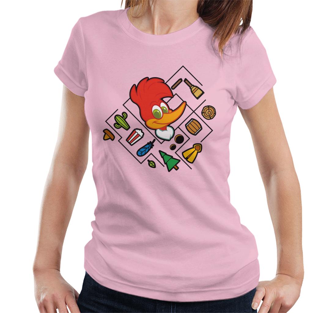 Woody Woodpecker Character Head With Icons Women's T-Shirt-ALL + EVERY