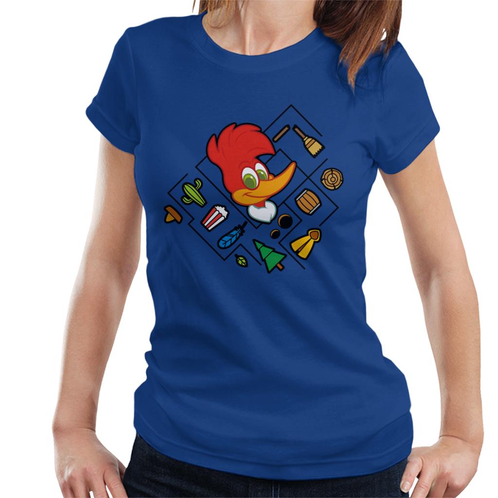 Woody Woodpecker Character Head With Icons Women's T-Shirt-ALL + EVERY