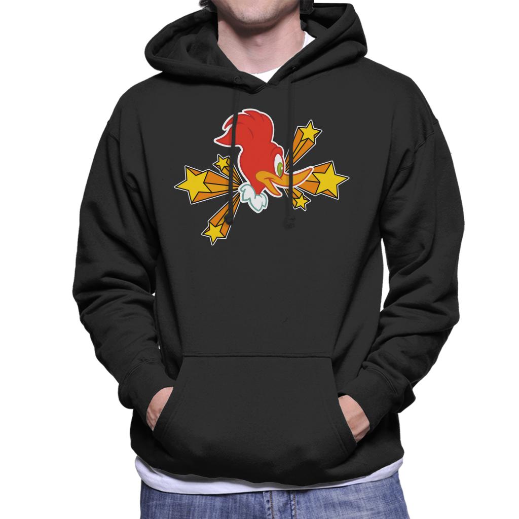 Woody Woodpecker Character Head With Stars Men's Hooded Sweatshirt-ALL + EVERY