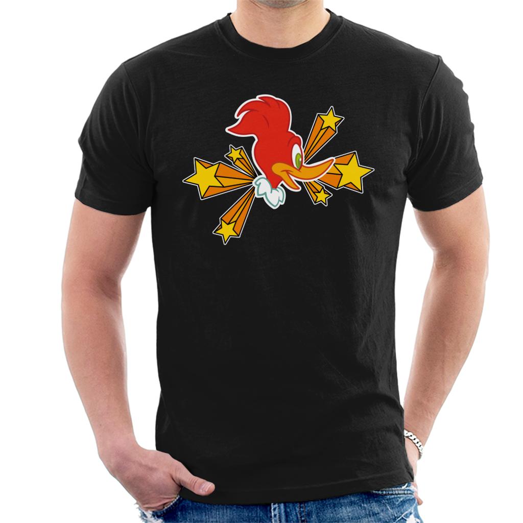 Woody Woodpecker Character Head With Stars Men's T-Shirt-ALL + EVERY