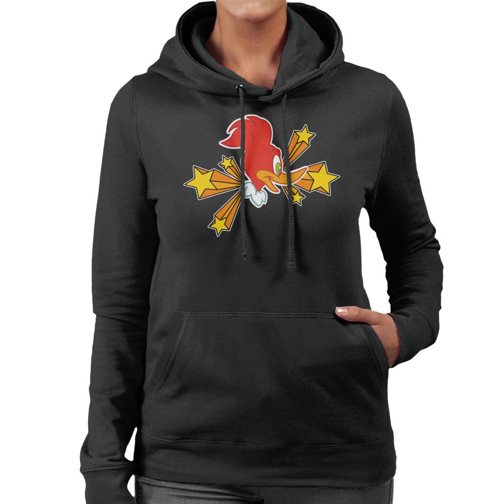 Woody Woodpecker Character Head With Stars Women's Hooded Sweatshirt-ALL + EVERY