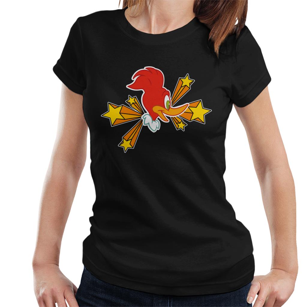 Woody Woodpecker Character Head With Stars Women's T-Shirt-ALL + EVERY