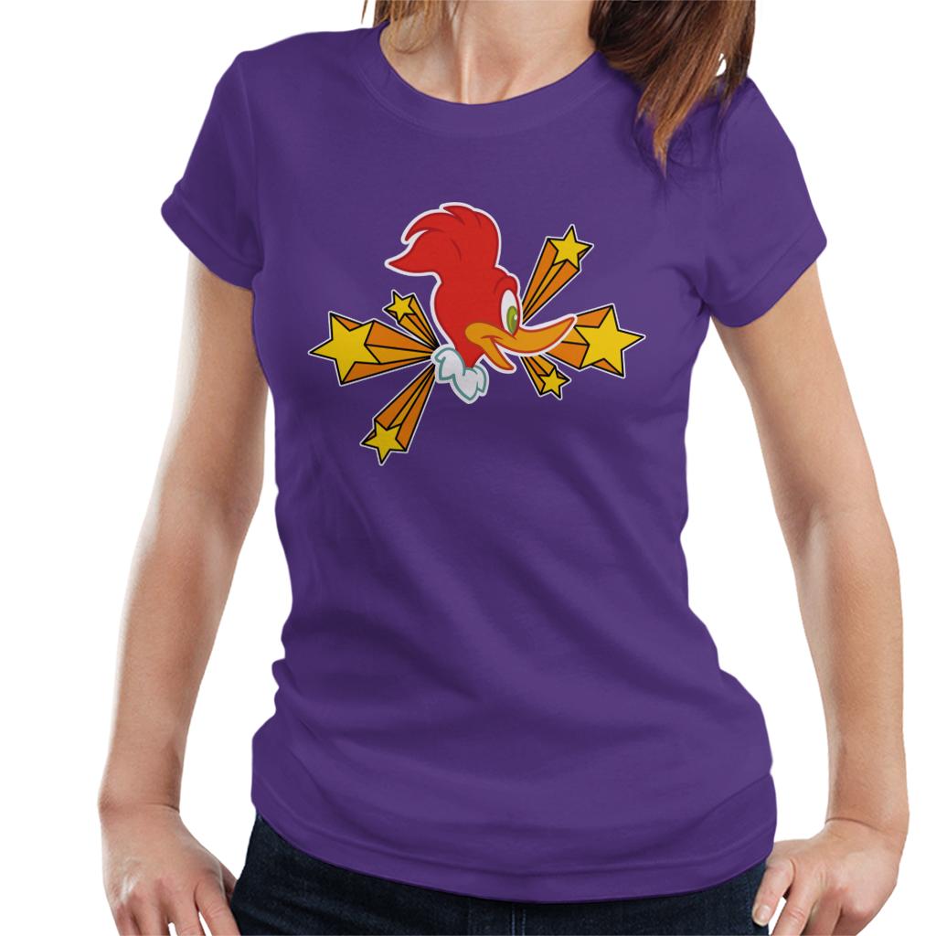 Woody Woodpecker Character Head With Stars Women's T-Shirt-ALL + EVERY