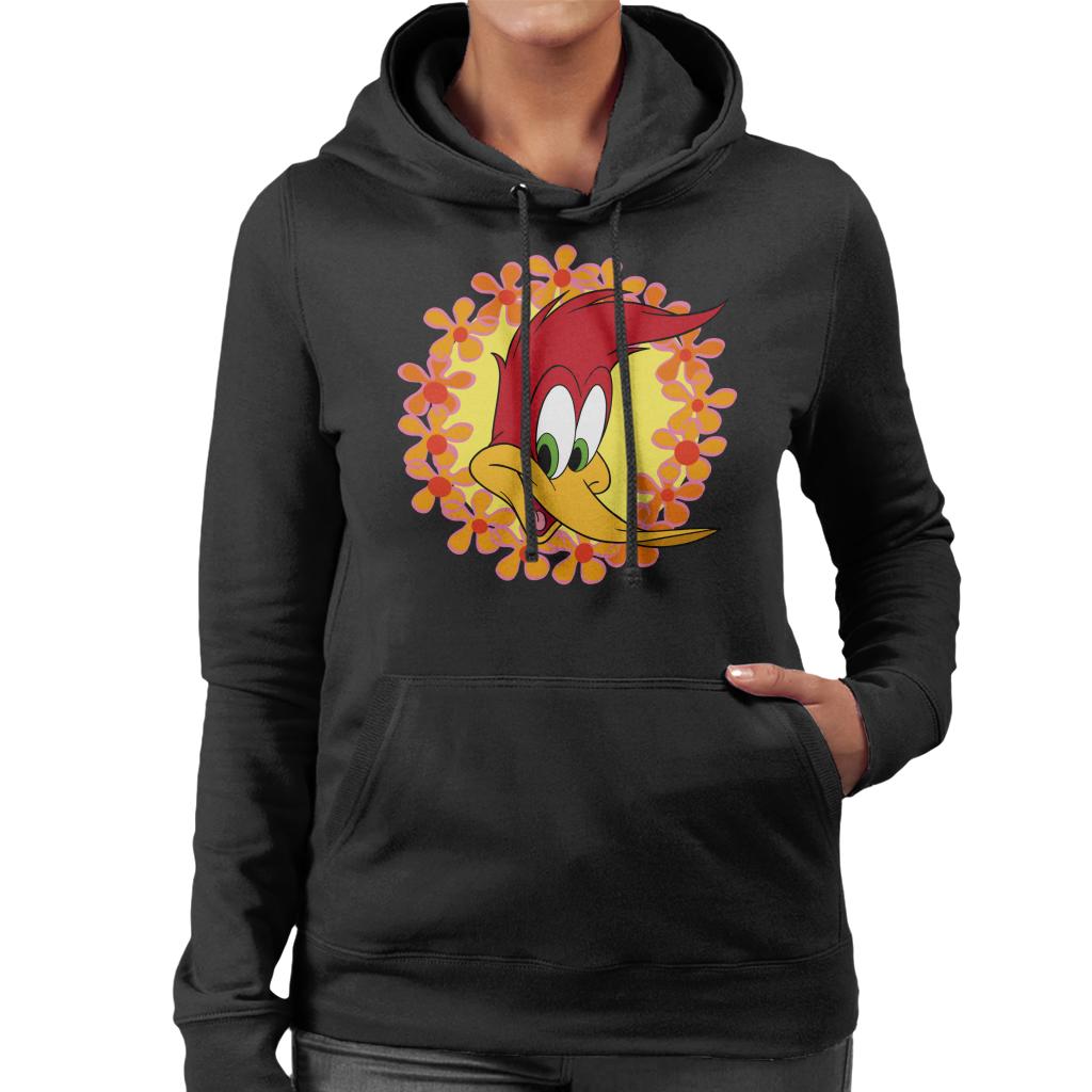 Woody Woodpecker Floral Border Women's Hooded Sweatshirt-ALL + EVERY