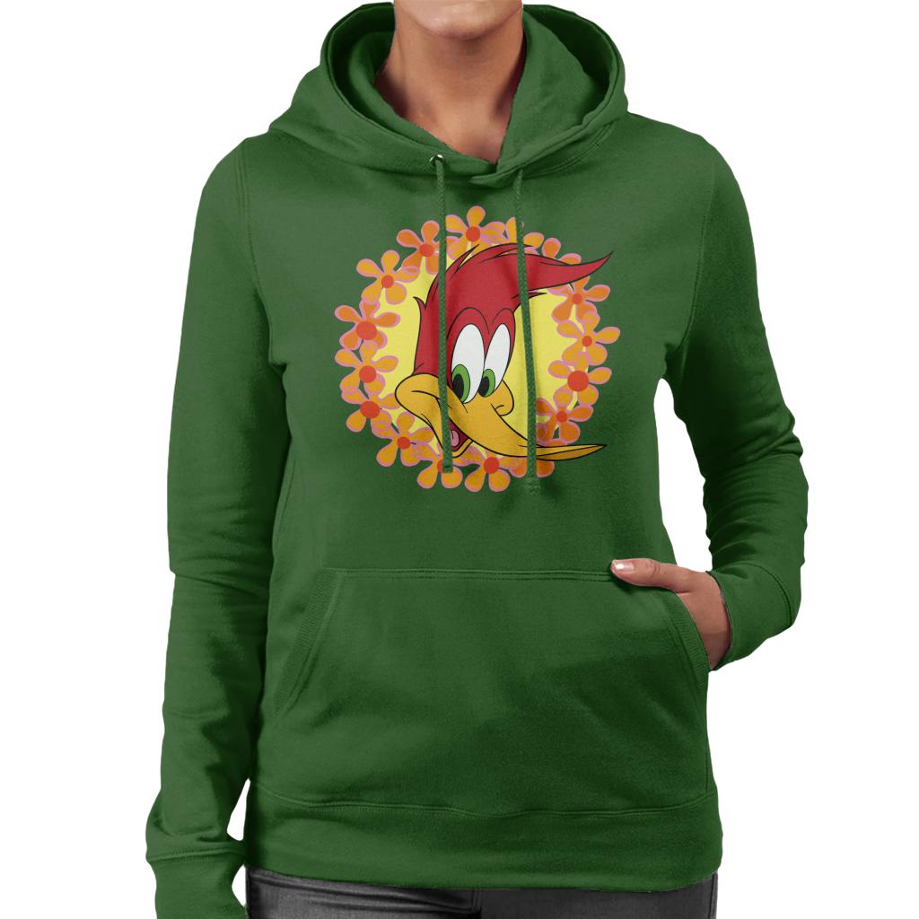 Woody Woodpecker Floral Border Women's Hooded Sweatshirt-ALL + EVERY