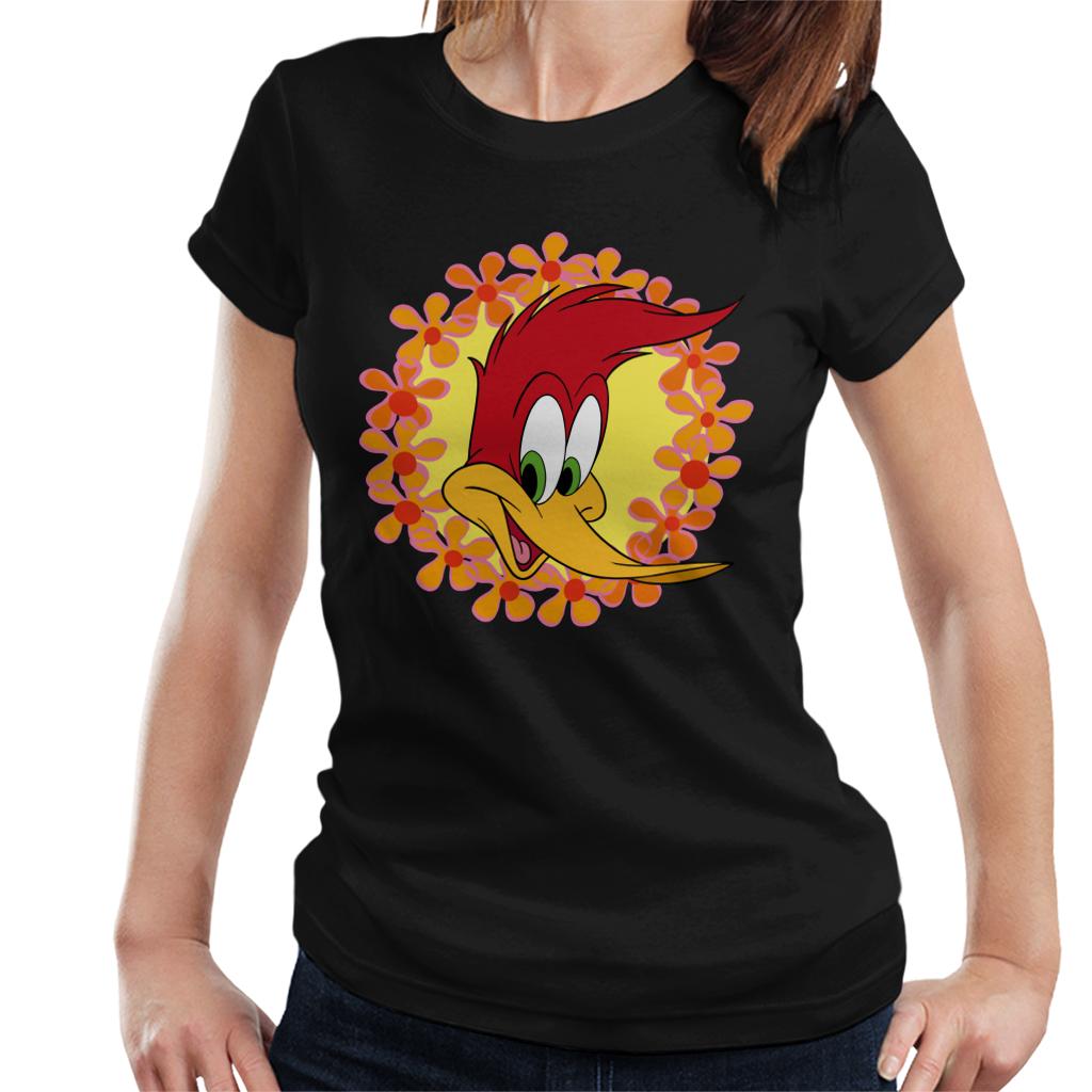 Woody Woodpecker Floral Border Women's T-Shirt-ALL + EVERY