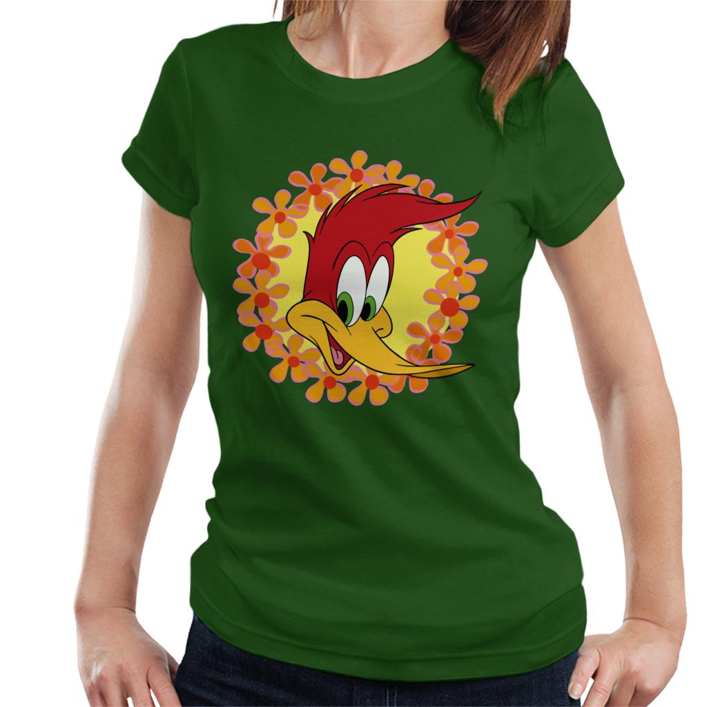 Woody Woodpecker Floral Border Women's T-Shirt-ALL + EVERY