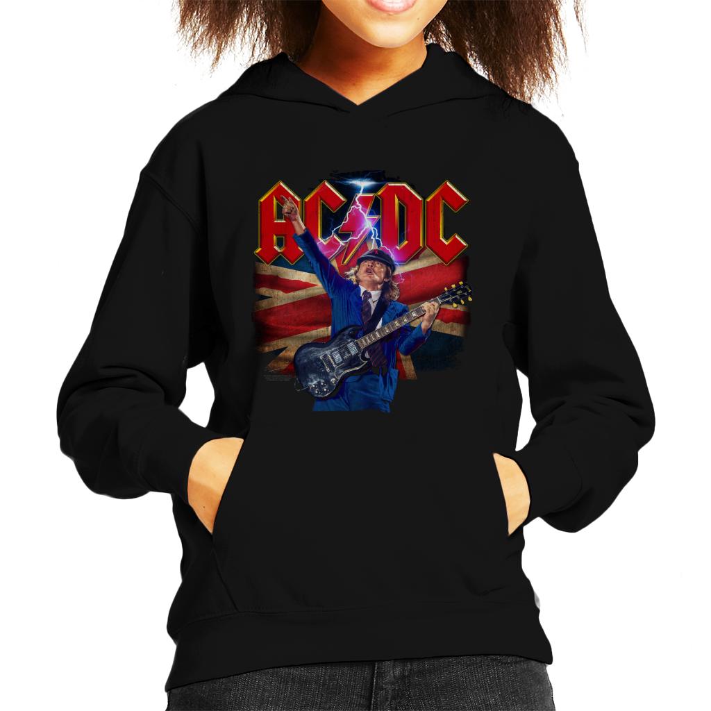 AC/DC Logo Angus Young Union Flag Lightning Kid's Hooded Sweatshirt