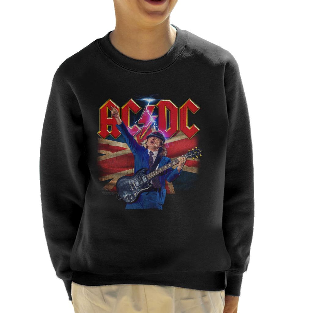 AC/DC Logo Angus Young Union Flag Lightning Kid's Sweatshirt