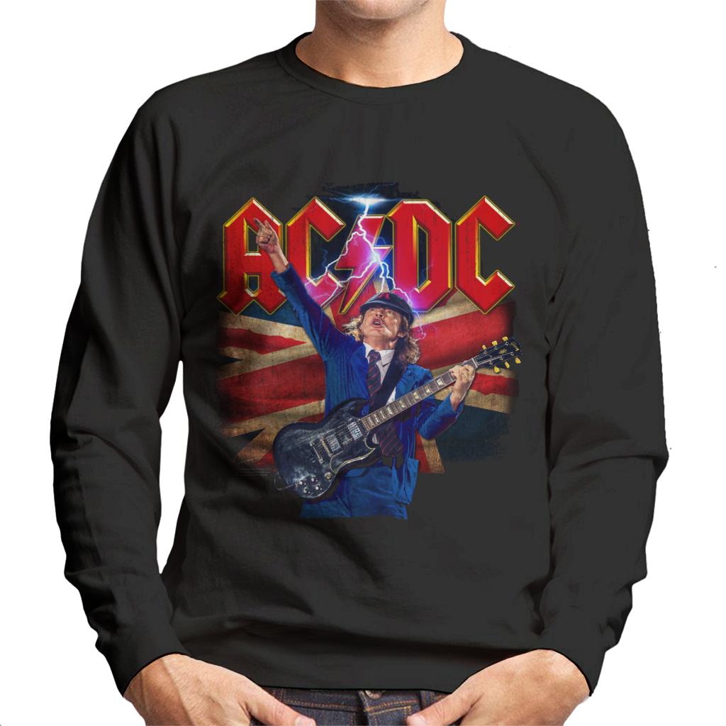 AC/DC Logo Angus Young Union Flag Lightning Men's Sweatshirt