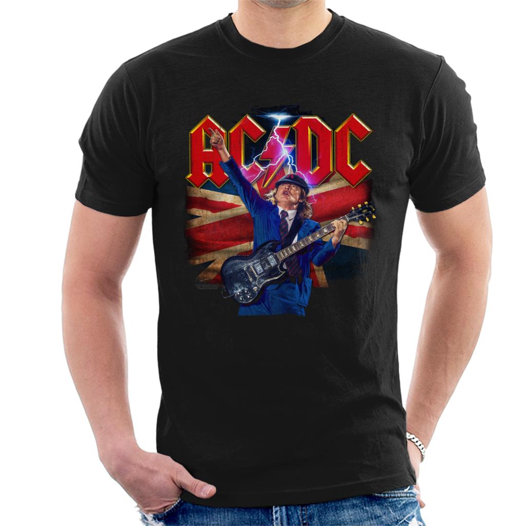 AC/DC Logo Angus Young Union Flag Lightning Men's T-Shirt