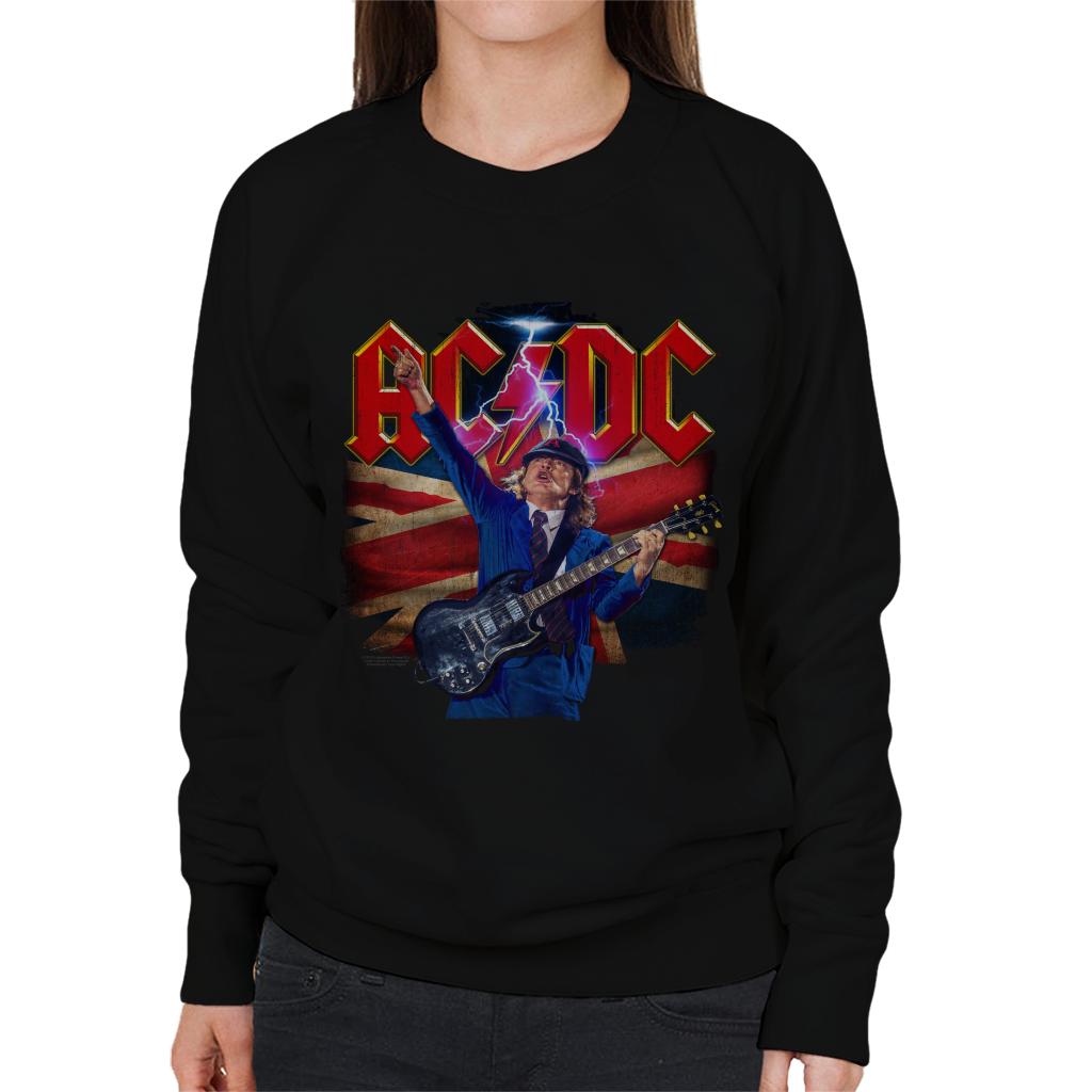 AC/DC Logo Angus Young Union Flag Lightning Women's Sweatshirt