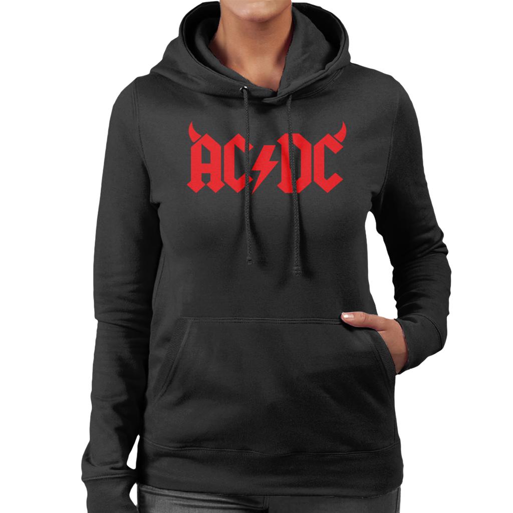 AC/DC Red Horns Logo Women's Hooded Sweatshirt