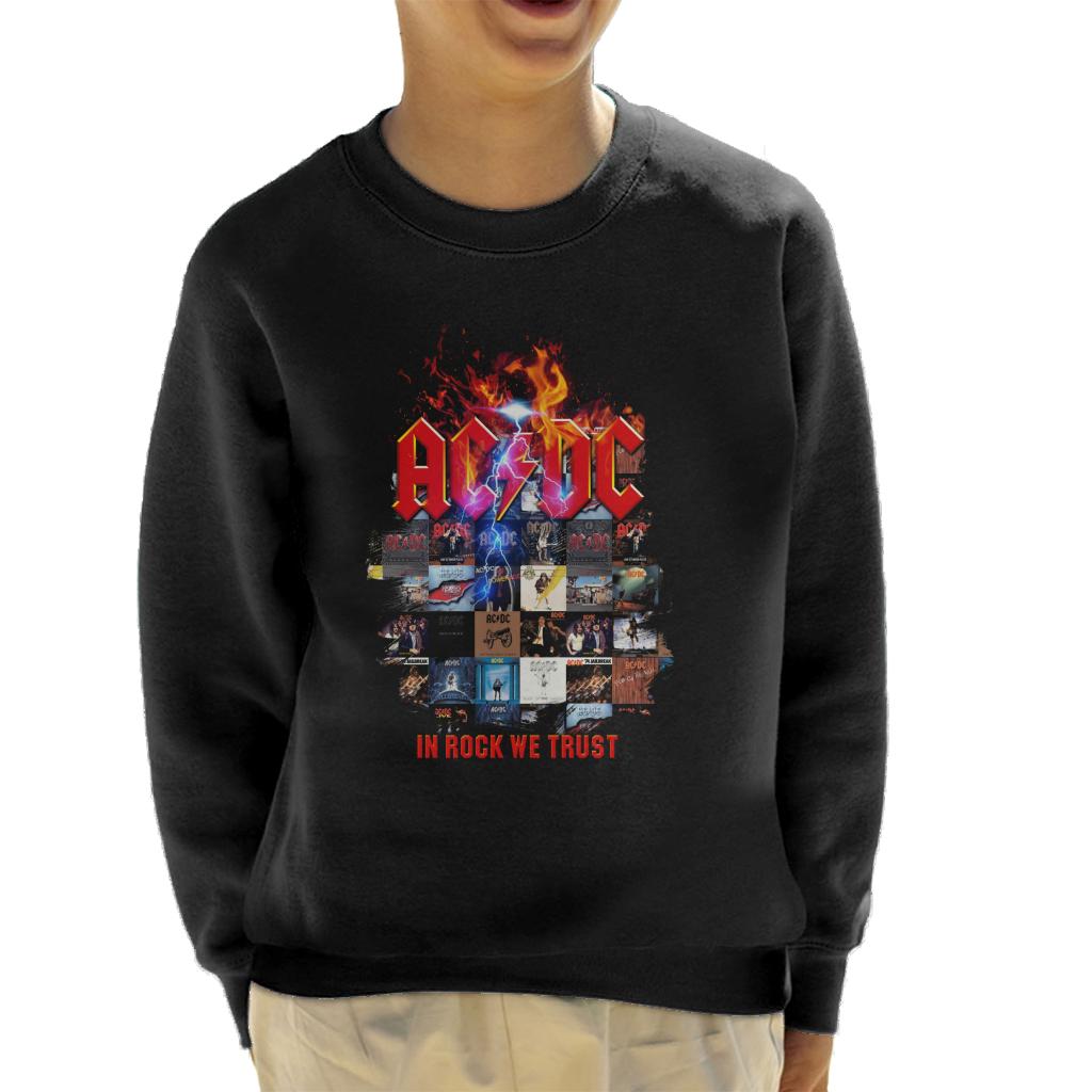 AC/DC In Rock We Trust Album Cover Kid's Sweatshirt