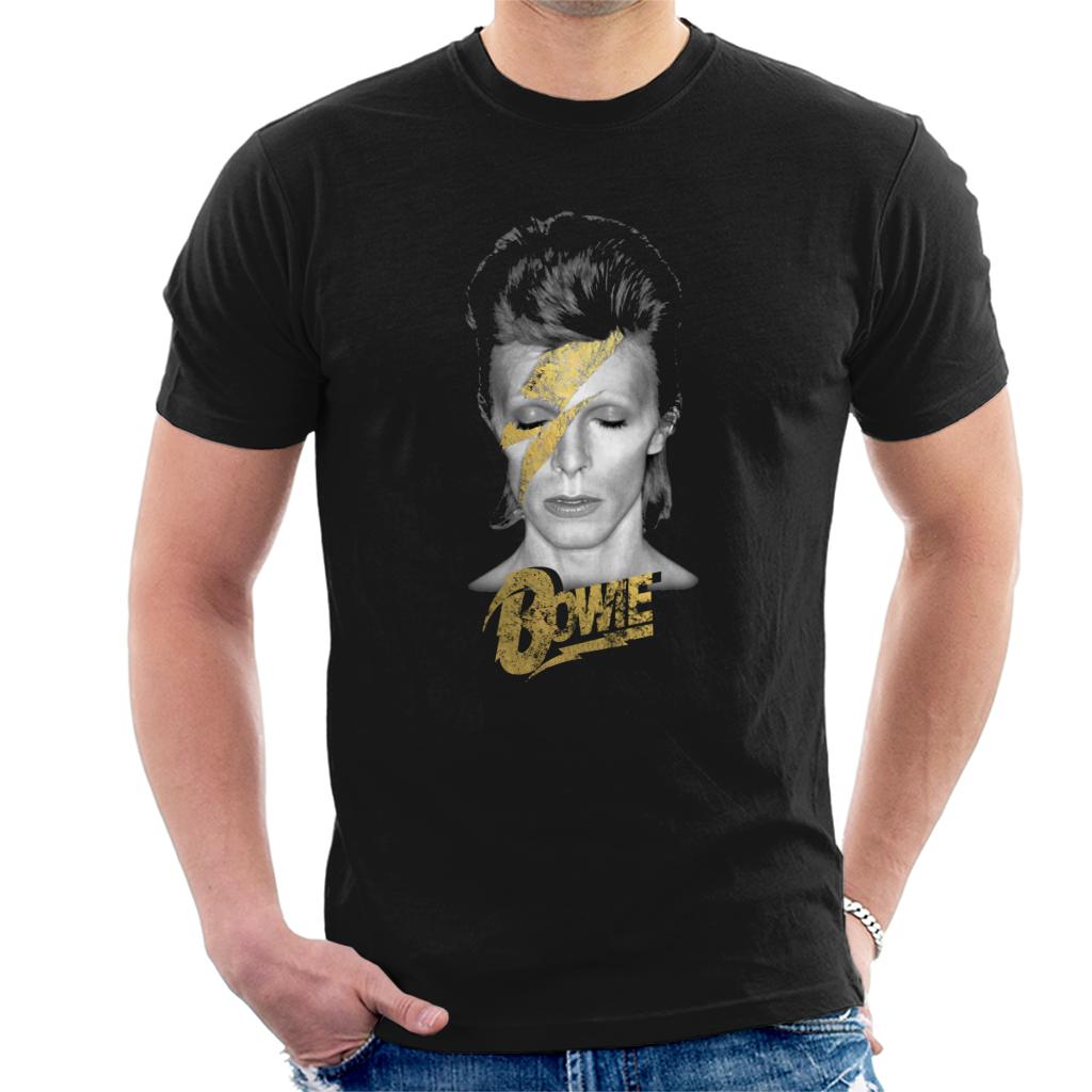 David Bowie Aladdin Sane Golden Lightning Bolt Men's T-Shirt-ALL + EVERY