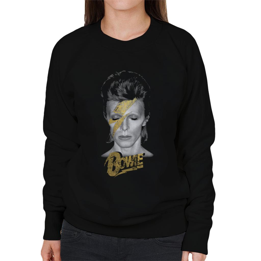 David Bowie Aladdin Sane Golden Lightning Bolt Women's Sweatshirt-ALL + EVERY