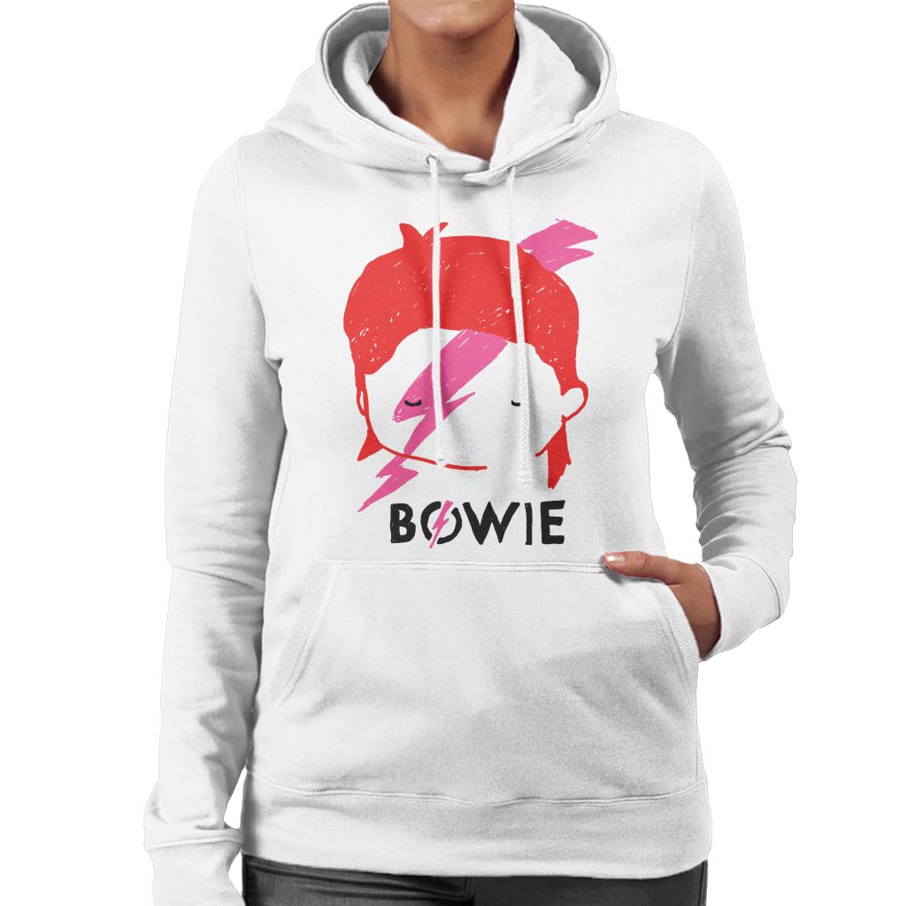 David Bowie Aladdin Sane Lightning Bolt Sketch Women's Hooded Sweatshirt-ALL + EVERY