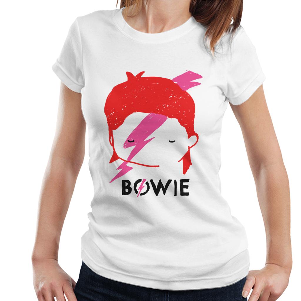 David Bowie Aladdin Sane Lightning Bolt Sketch Women's T-Shirt-ALL + EVERY