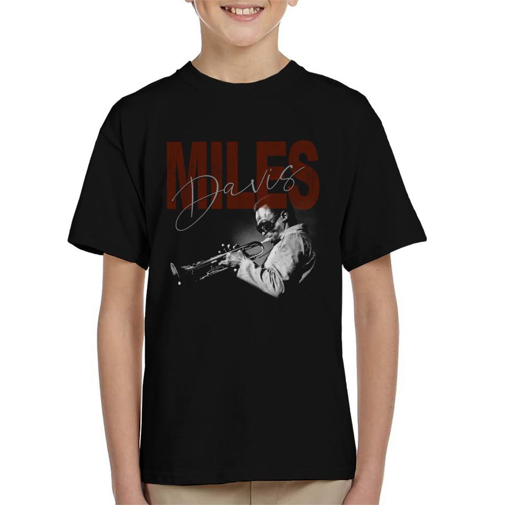 Miles Davis Playing Trumpet Kid's T-Shirt-ALL + EVERY