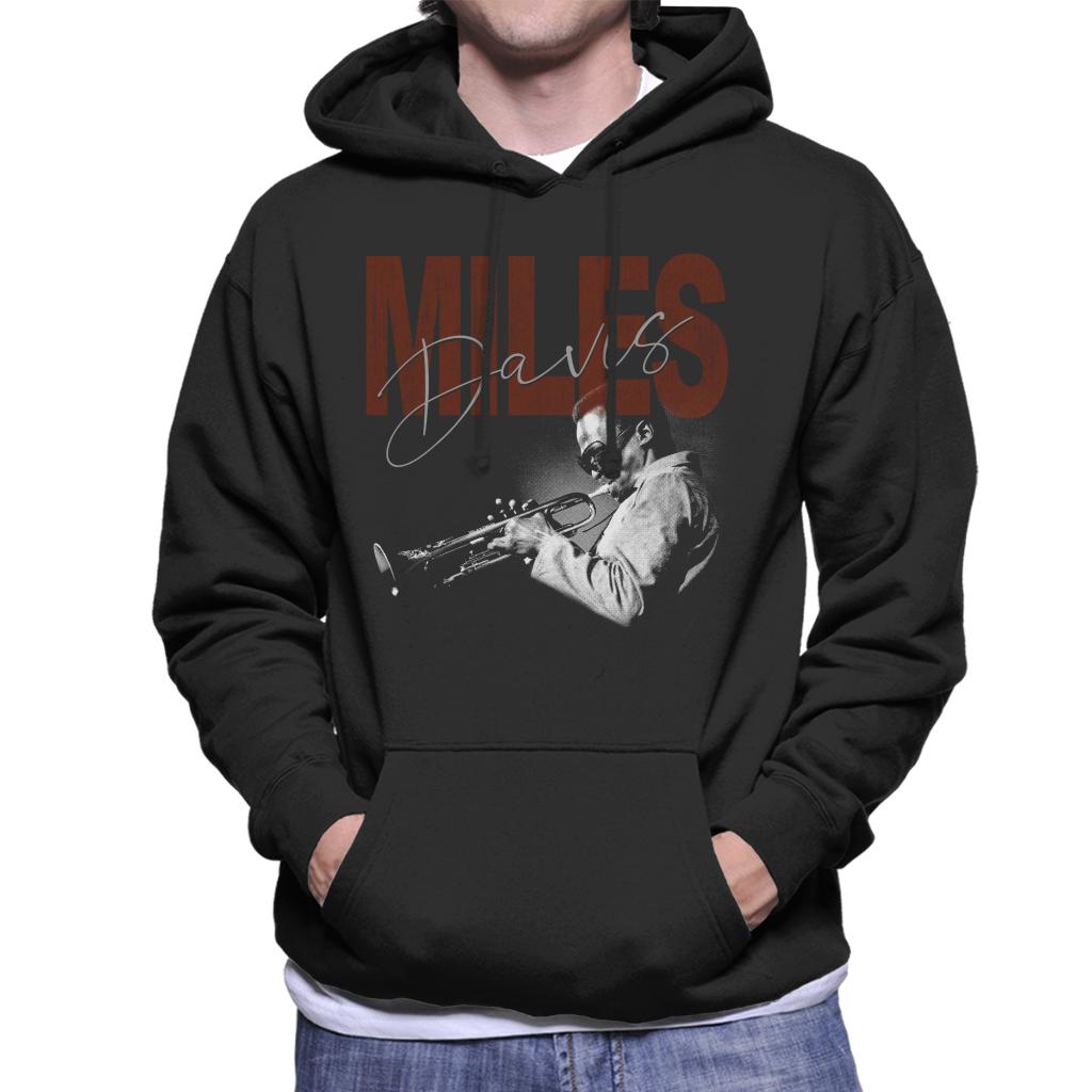 Miles Davis Playing Trumpet Men's Hooded Sweatshirt-ALL + EVERY