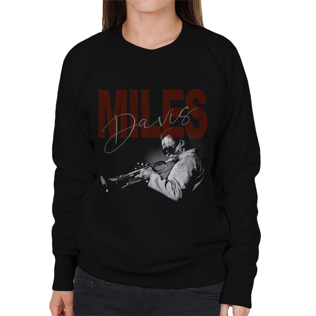 Miles Davis Playing Trumpet Women's Sweatshirt-ALL + EVERY