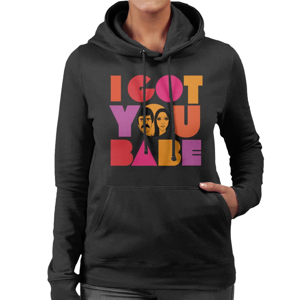 Sonny & Cher Headshot I Got You Babe Women's Hooded Sweatshirt-ALL + EVERY