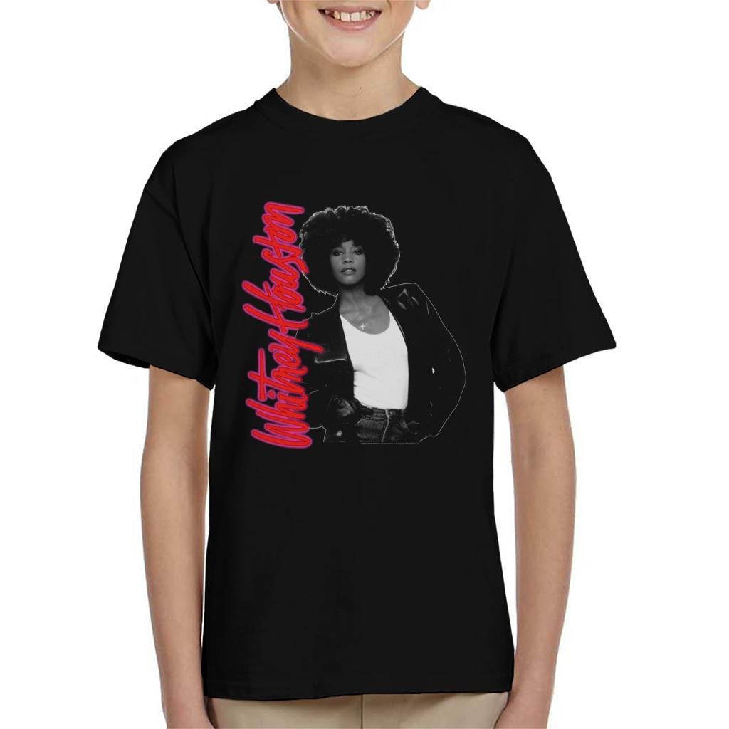 Whitney Houston Neon Logo Kid's T-Shirt-ALL + EVERY