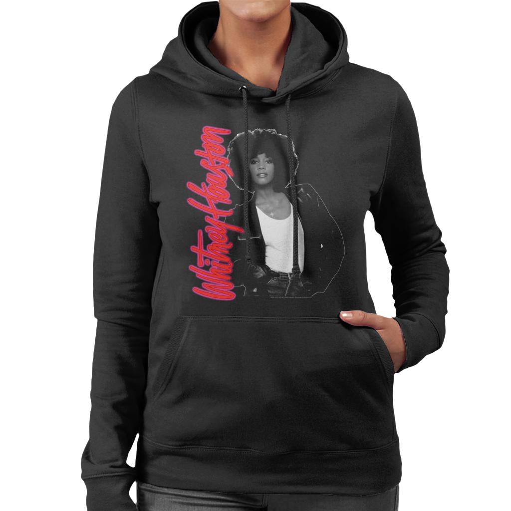 Whitney Houston Neon Logo Women's Hooded Sweatshirt-ALL + EVERY