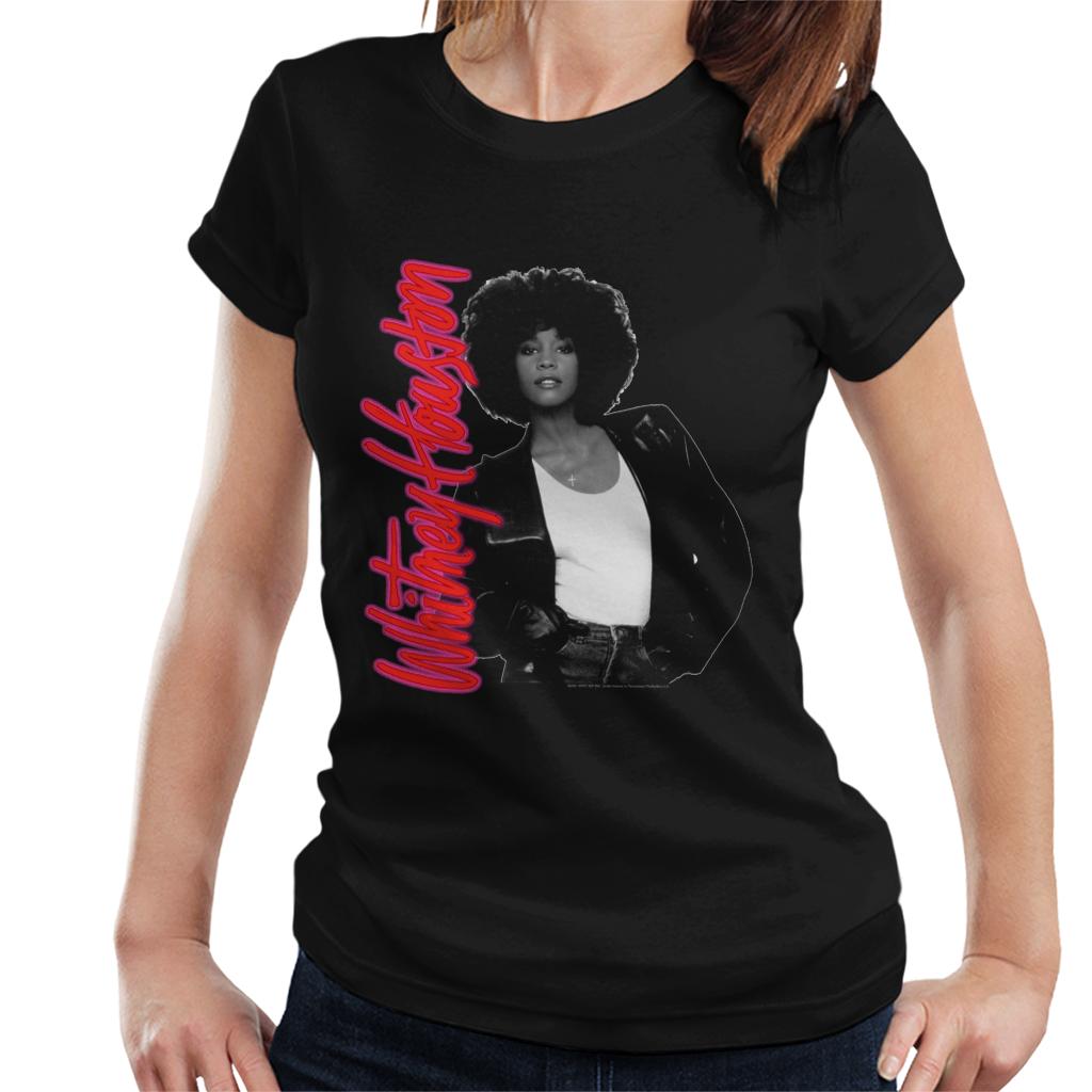 Whitney Houston Neon Logo Women's T-Shirt-ALL + EVERY