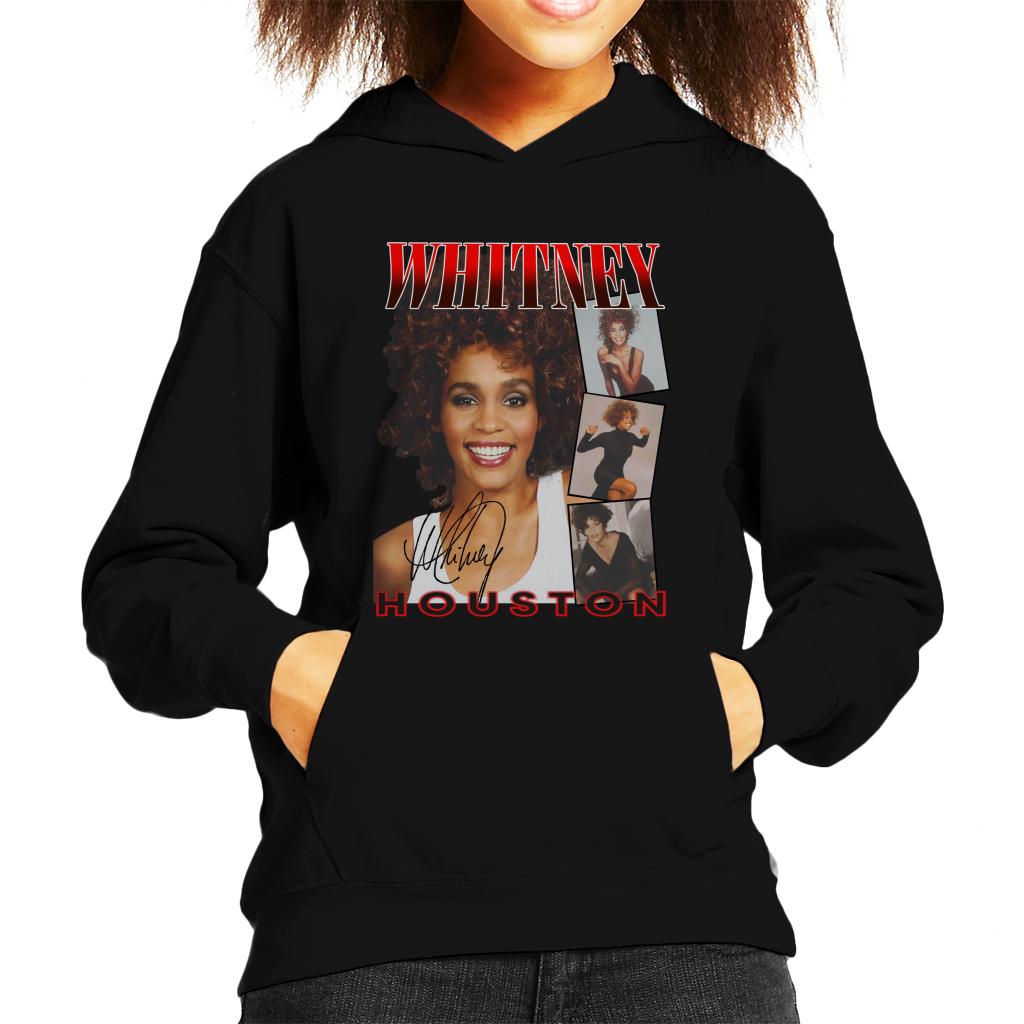 Whitney Houston Photos Montage Kid's Hooded Sweatshirt-ALL + EVERY