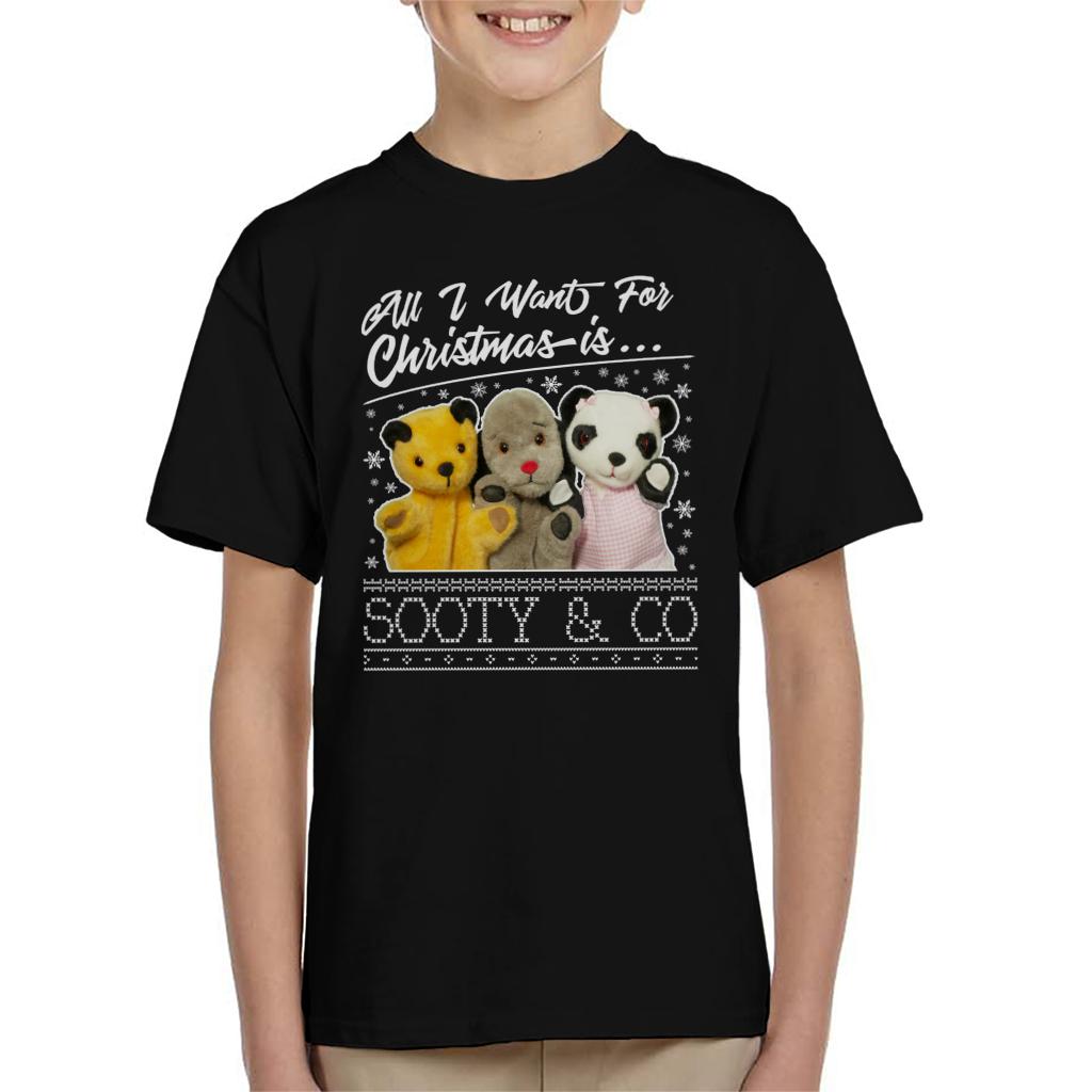 Sooty Christmas All I Want For Christmas Is Sooty And Co Kids T-Shirt-ALL + EVERY