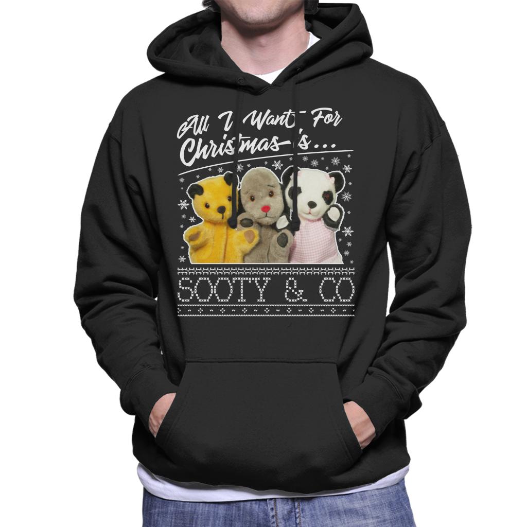 Sooty Christmas All I Want For Christmas Is Sooty And Co Men's Hooded Sweatshirt-ALL + EVERY