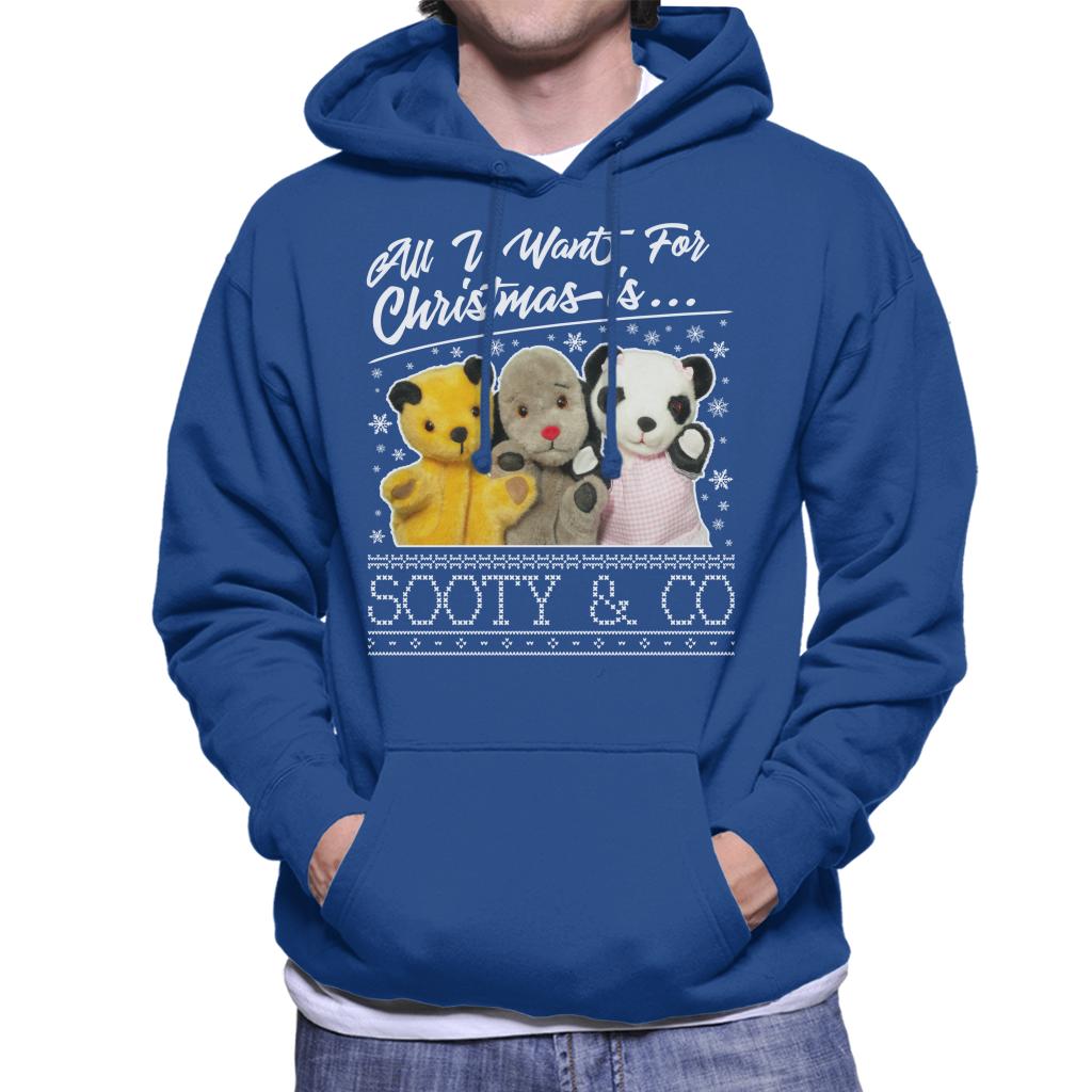 Sooty Christmas All I Want For Christmas Is Sooty And Co Men's Hooded Sweatshirt-ALL + EVERY