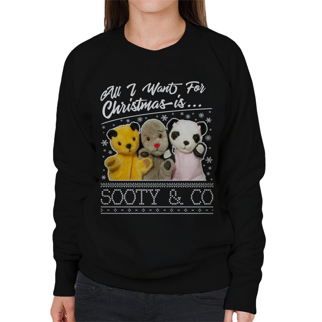 Sooty Christmas All I Want For Christmas Is Sooty And Co Women's Sweatshirt-ALL + EVERY