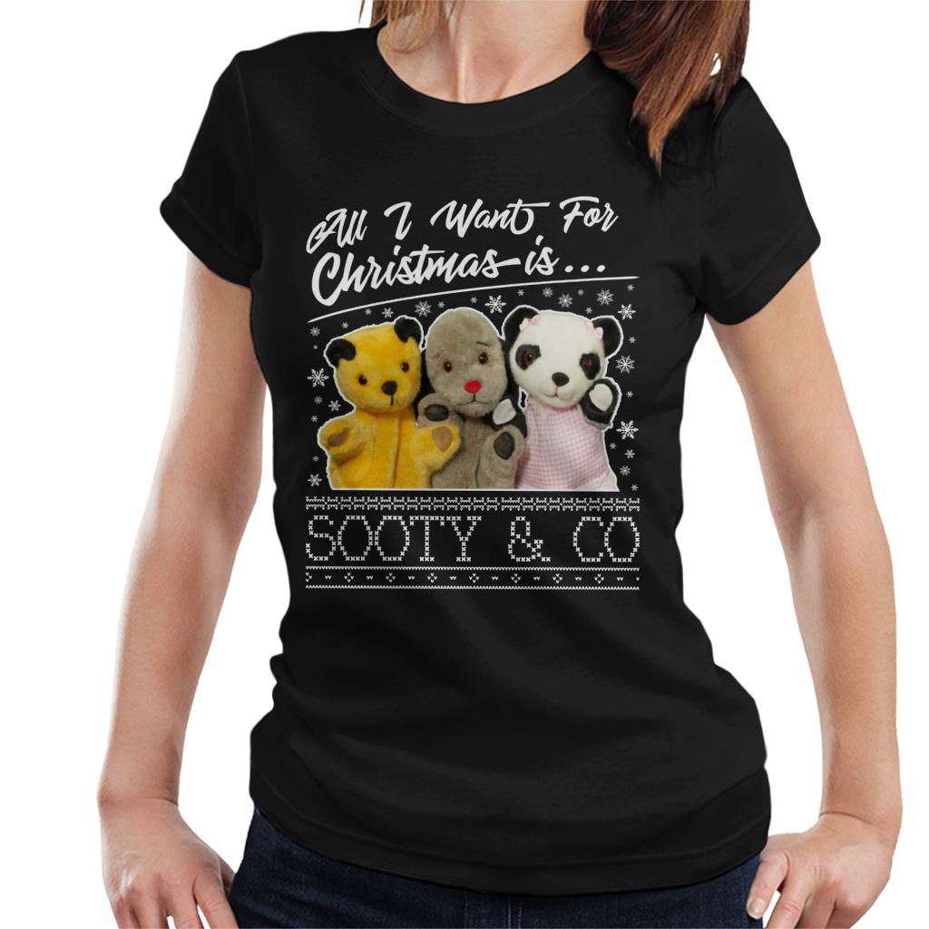 Sooty Christmas All I Want For Christmas Is Sooty And Co Women's T-Shirt-ALL + EVERY