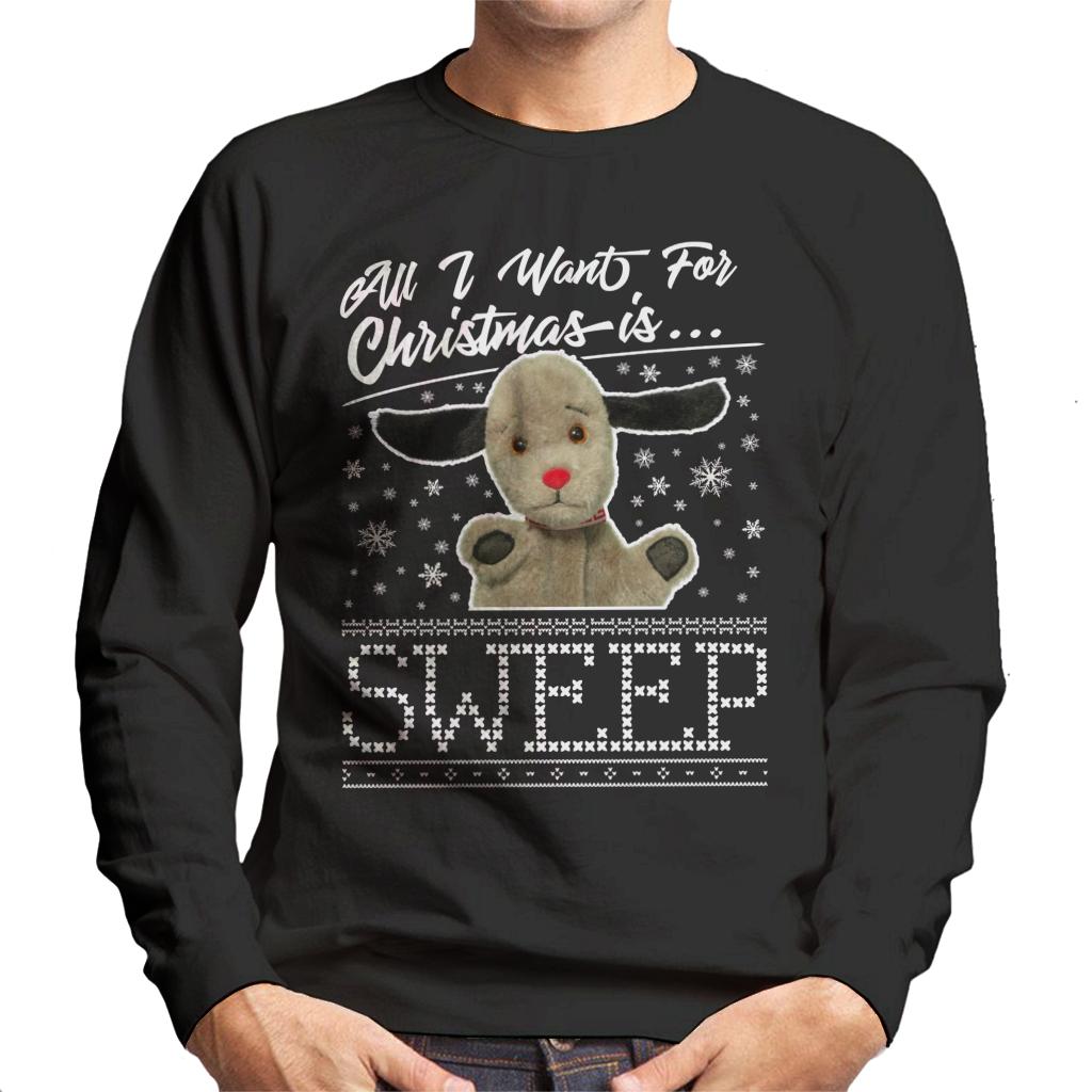 Sooty Christmas All I Want For Christmas Is Sweep Men's Sweatshirt-ALL + EVERY