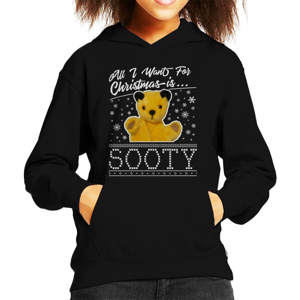 Sooty Christmas All I Want For Christmas Is Sooty Kids Hooded Sweatshirt-ALL + EVERY