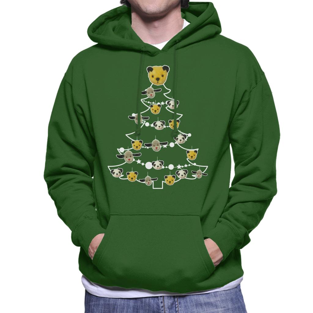 Sooty Christmas Tree White Silhouette Men's Hooded Sweatshirt-ALL + EVERY