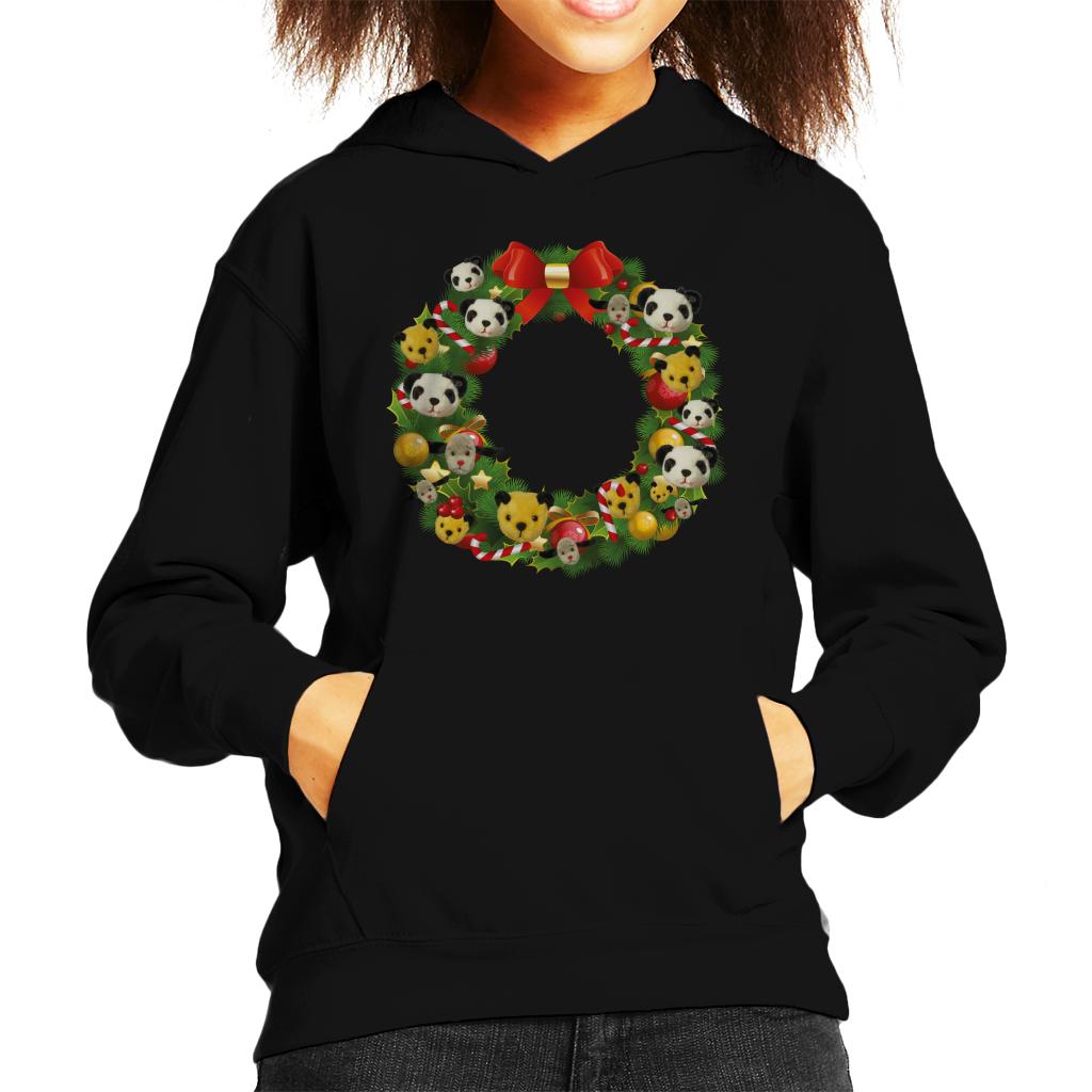 Sooty Christmas Wreath Kids Hooded Sweatshirt-ALL + EVERY